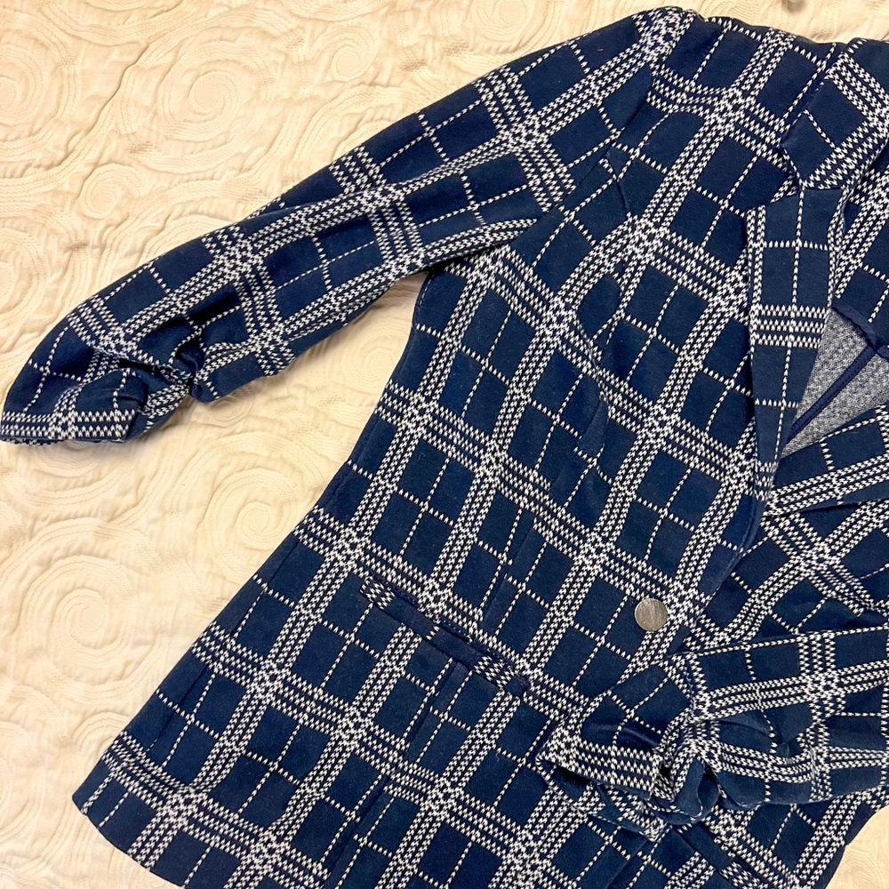 Hawthorne Midnight Blue Checkered Knit Women's Blazer